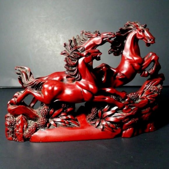 Chinese heavy lucky 3 running horses statues - Picture 2 of 8